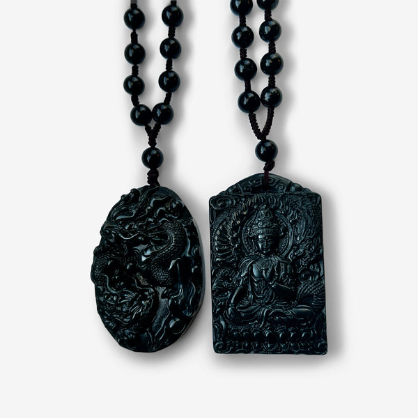 Buddha of Compassion with Dragon – Jade  Amulet