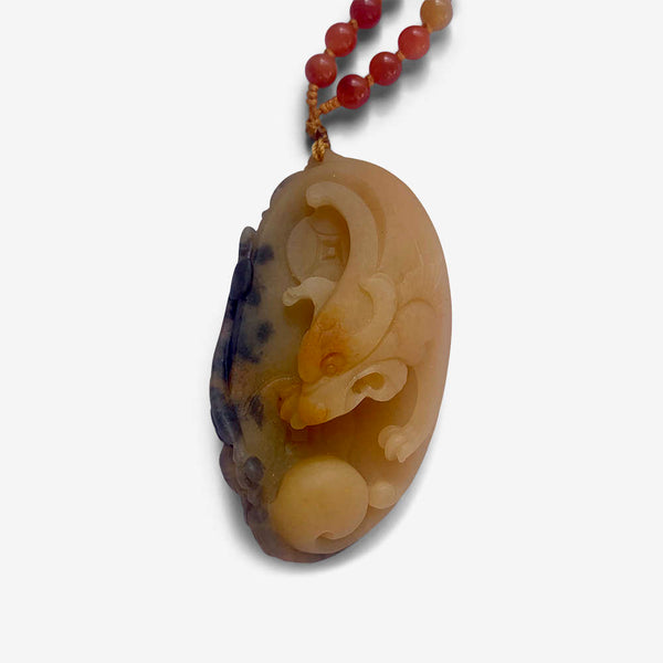 Longevity Dragon With Pearl –  Gobi Jade Amulet