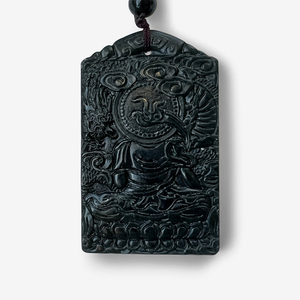 Buddha of Compassion with Dragon – Jade  Amulet