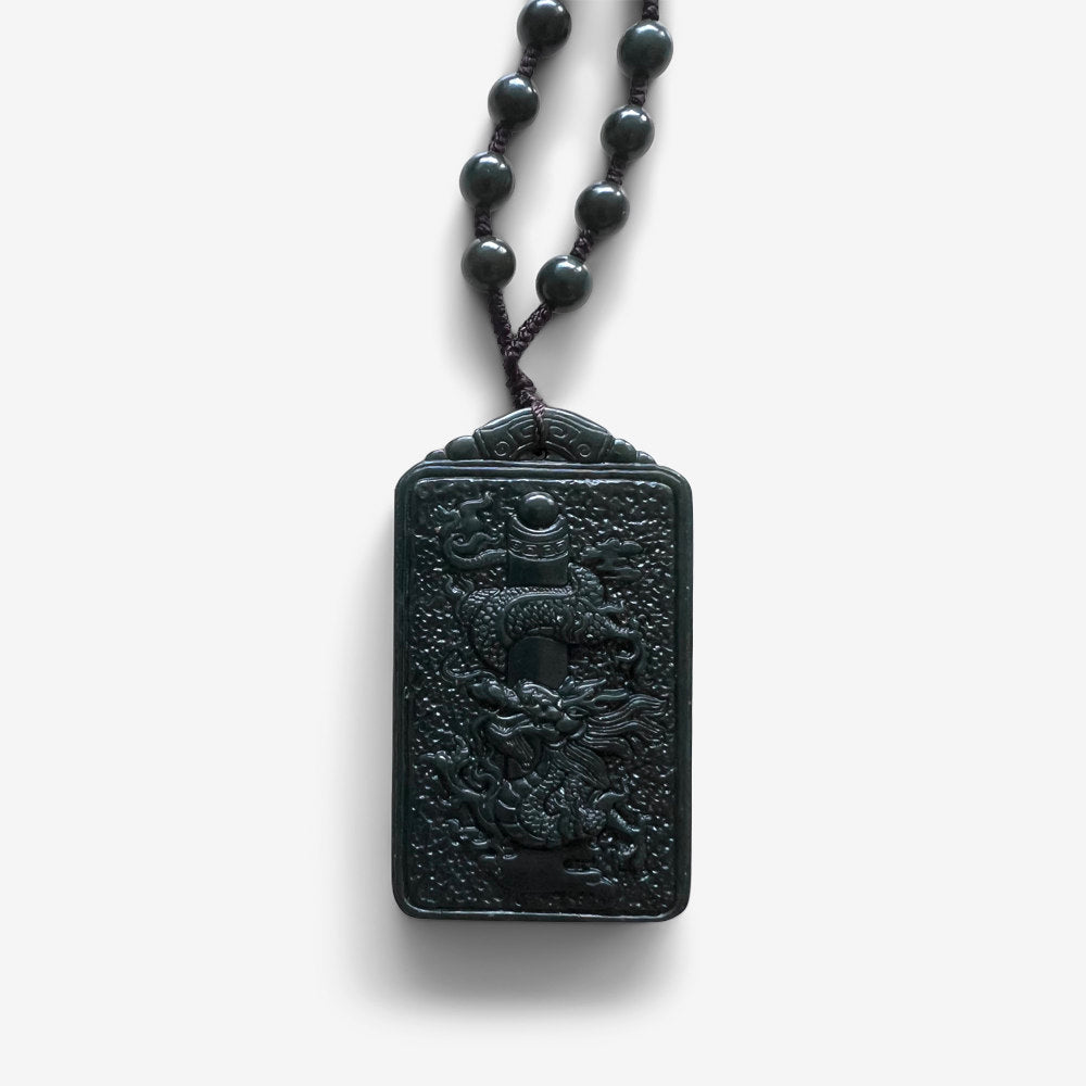 Fire Pearl Dragon –  Jade Amulet